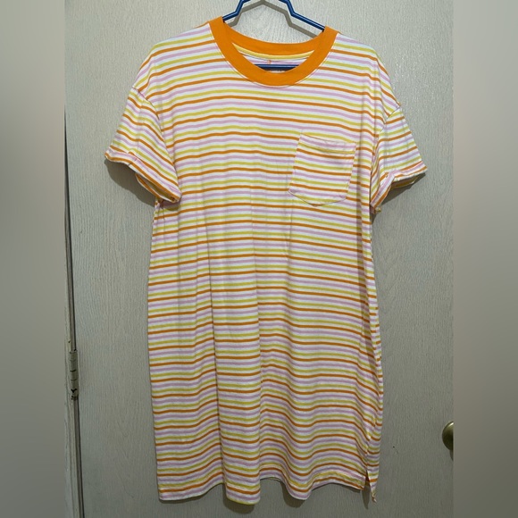 Time and Tru Dresses & Skirts - ☀️ Orange Striped T-Shirt Dress - Time and Tru - Size XL